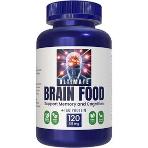 AZ Biotech Ultimate Brain Food، مكمل غذائي للدماغ للذاكرة والإدراك، مكمل للتركيز، 120 كبسولة