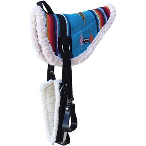 Horse Western Treeless Faux Fur Padded Serape Acrylic Bareback Pad Stirrups 39211-215