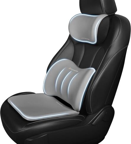 GEEYONTEK Car Seat Cushion with Neck Pillow & Lumbar Support Back Pain Relief Pillow Memory Foam, Ergonomic Car Pillow for Driving Seat Office Chair-3 Pcs, Black in Saudi Arabia