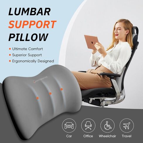 GEEYONTEK Car Seat Cushion with Neck Pillow & Lumbar Support Back Pain Relief Pillow Memory Foam, Ergonomic Car Pillow for Driving Seat Office Chair-3 Pcs, Black in Saudi Arabia