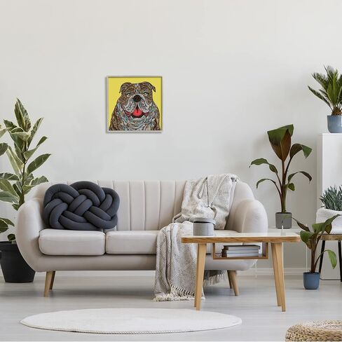 Stupell Industries Smiling Bulldog Bold Creative Mandala Patterns Shapes مؤطرة جدار الفن، تصميم بواسطة فالنتينا هاربر، 17 × 17، أسود مؤطر in Kuwait