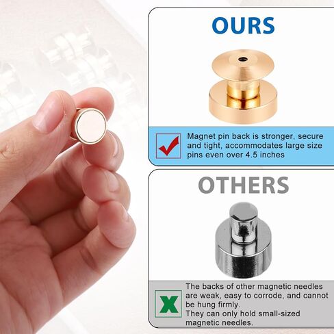 10 قطع من الدبابيس المغناطيسية، دبوس معدني خلفي مغناطيسي من المينا محولات دبابيس القفل لحفظ الدبابيس ومشبك الهدايا (رمادي داكن) in Kuwait