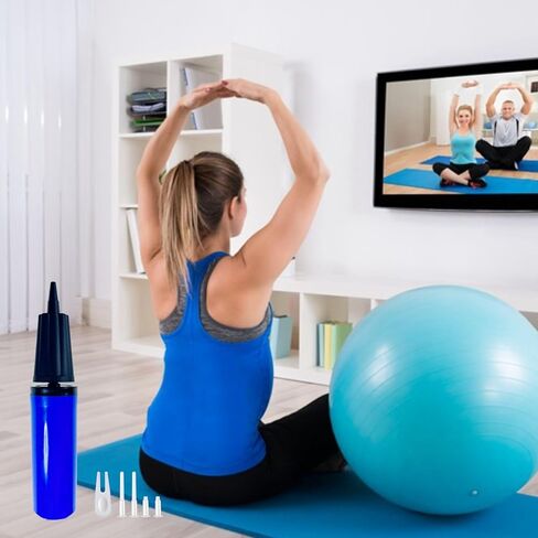 مجموعة مضخة كرة اللياقة البدنية للتمرين من BZRR، مضخة هواء يدوية، تأتي مع 2 مزيل قابس كرة التمرين و10 مقابس كرة تمرين للاستبدال in Kuwait