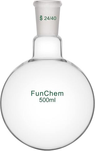 FunChem دورق سفلي برقبة واحدة ورقبة واحدة RBF، دورق غليان زجاجي مع وصلة خارجية مدببة قياسية 24/40، 250 مل in Kuwait
