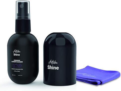 رذاذ منظف الشاشة Articka Shine للأجهزة الإلكترونية - منظف شاشة الكمبيوتر مع قطعتي قماش من الألياف الدقيقة - رذاذ تنظيف الشاشة للعدسات، iPad، الأجهزة اللوحية، أجهزة الكمبيوتر المحمولة، أجهزة التلفزيون عالية الدقة - تركيبة طبيعية - 2.5oz in Kuwait