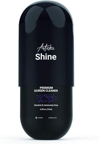 رذاذ منظف الشاشة Articka Shine للأجهزة الإلكترونية - منظف شاشة الكمبيوتر مع قطعتي قماش من الألياف الدقيقة - رذاذ تنظيف الشاشة للعدسات، iPad، الأجهزة اللوحية، أجهزة الكمبيوتر المحمولة، أجهزة التلفزيون عالية الدقة - تركيبة طبيعية - 2.5oz in Kuwait