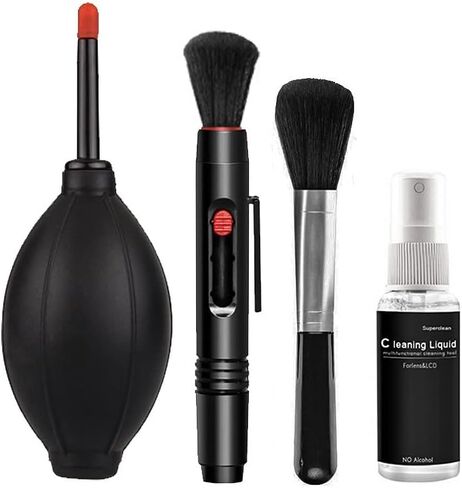 مجموعة بخاخ تنظيف احترافية لكاميرات DSLR وحزمة الإلكترونيات الحساسة، لعدسات الكاميرا والعدسات البصرية وكاميرات SLR الرقمية، خفيفة الوزن ومحمولة مع حقيبة حمل، أسود in Kuwait