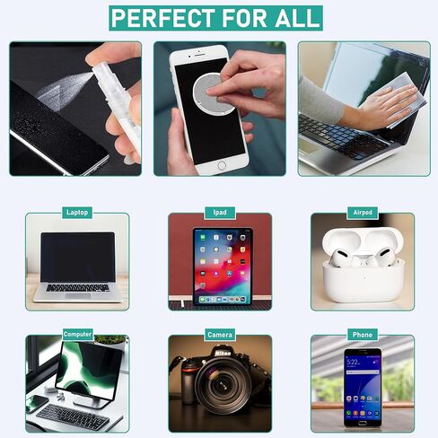 Laptop Phone Keyboard Cleaning Kit, 20 in 1 Electronic Screen, Charging Port, Airpod Cleaner Kit with Microfiber Cloth, Keyboard Brush, Cleaning Spray for iPhone, PC, iPad, Cameras, Computer in Saudi Arabia