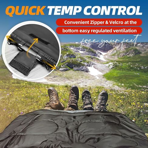 MAXOV Double Sleeping Bags for 2 Adults, 2-3 Person Sleeping Bag for Camping Two Person Sleeping Bags for Adults with Pillow Cold Warm Weather in Saudi Arabia