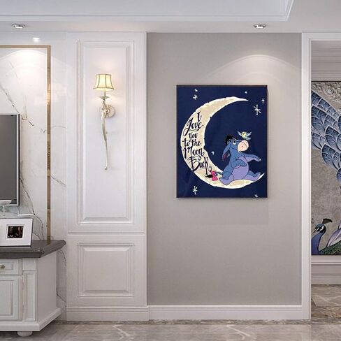 ACENGXI الطلاء بالأرقام طلاء ديزني بالأرقام I Love You to The Moon Back DIY قماش اللوحة بواسطة أرقام Eeyore مجموعات الطلاء الأكريليك ديزني ويني ذا بوه الطلاء حسب الرقم للبالغين والأطفال 16 × 20 بوصة in Kuwait