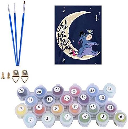 ACENGXI الطلاء بالأرقام طلاء ديزني بالأرقام I Love You to The Moon Back DIY قماش اللوحة بواسطة أرقام Eeyore مجموعات الطلاء الأكريليك ديزني ويني ذا بوه الطلاء حسب الرقم للبالغين والأطفال 16 × 20 بوصة in Kuwait