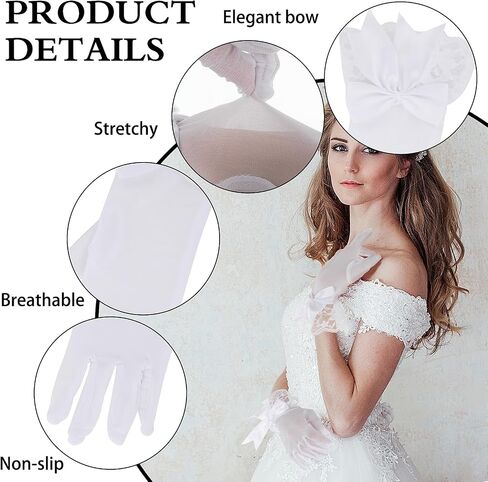 Short Lace Gloves Tea Party Gloves Women Party Bow Lace Gloves for Tea Party Dinner Funeral in Saudi Arabia