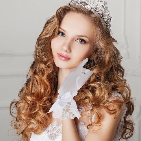 Short Lace Gloves Tea Party Gloves Women Party Bow Lace Gloves for Tea Party Dinner Funeral in Saudi Arabia