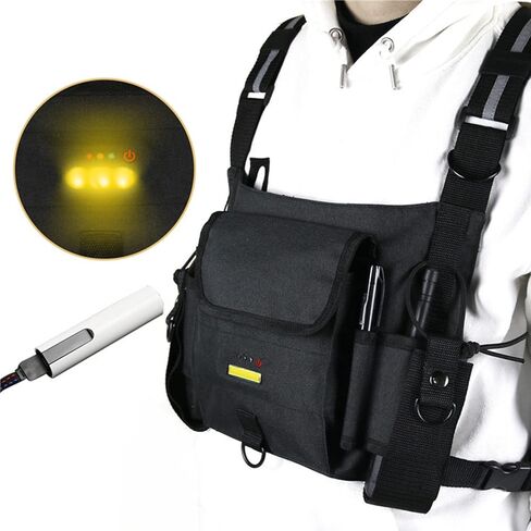 hywhuyang راديو الصدر تسخير، الكتف الحافظة حامل سترة الراديو، راديو الصدر الجبهة حزمة اسلكية تخاطب سترة مع شريط عاكس، أدوات البقاء على قيد الحياة في الهواء الطلق لتشغيل ممارسة المشي لمسافات طويلة التخييم in Kuwait