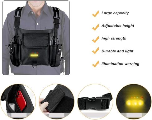 hywhuyang راديو الصدر تسخير، الكتف الحافظة حامل سترة الراديو، راديو الصدر الجبهة حزمة اسلكية تخاطب سترة مع شريط عاكس، أدوات البقاء على قيد الحياة في الهواء الطلق لتشغيل ممارسة المشي لمسافات طويلة التخييم in Kuwait