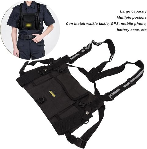 hywhuyang راديو الصدر تسخير، الكتف الحافظة حامل سترة الراديو، راديو الصدر الجبهة حزمة اسلكية تخاطب سترة مع شريط عاكس، أدوات البقاء على قيد الحياة في الهواء الطلق لتشغيل ممارسة المشي لمسافات طويلة التخييم in Kuwait