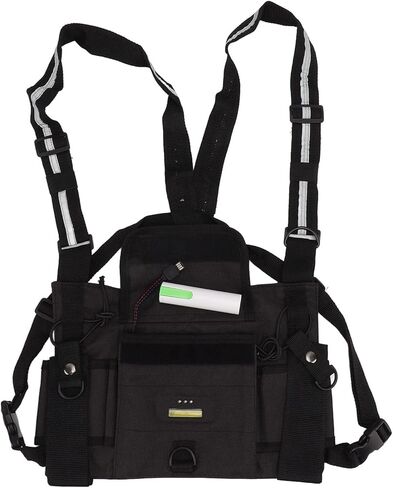 hywhuyang راديو الصدر تسخير، الكتف الحافظة حامل سترة الراديو، راديو الصدر الجبهة حزمة اسلكية تخاطب سترة مع شريط عاكس، أدوات البقاء على قيد الحياة في الهواء الطلق لتشغيل ممارسة المشي لمسافات طويلة التخييم in Kuwait