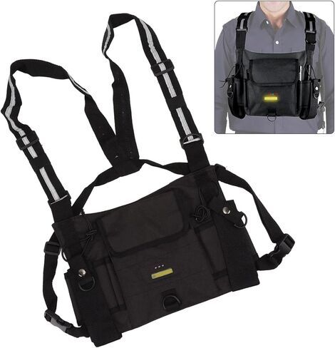 hywhuyang راديو الصدر تسخير، الكتف الحافظة حامل سترة الراديو، راديو الصدر الجبهة حزمة اسلكية تخاطب سترة مع شريط عاكس، أدوات البقاء على قيد الحياة في الهواء الطلق لتشغيل ممارسة المشي لمسافات طويلة التخييم in Kuwait