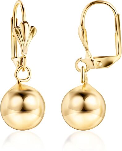 Barzel 18K Gold Plated Dangling Ball Drop Earrings, 8-12mm Sizes, Gold Plated, Tarnish Free, Made in Brazil in Saudi Arabia