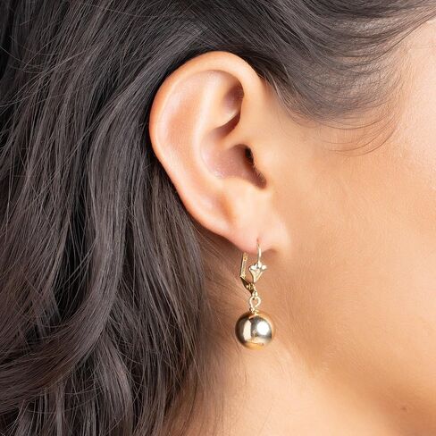 Barzel 18K Gold Plated Dangling Ball Drop Earrings, 8-12mm Sizes, Gold Plated, Tarnish Free, Made in Brazil in Saudi Arabia