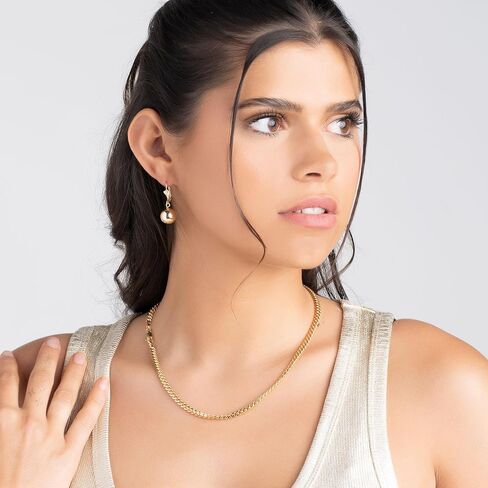 Barzel 18K Gold Plated Dangling Ball Drop Earrings, 8-12mm Sizes, Gold Plated, Tarnish Free, Made in Brazil in Saudi Arabia