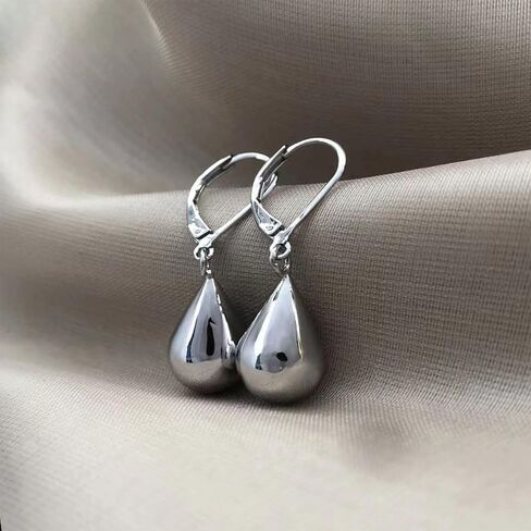 Sterling Silver Drop Ball Earrings for Women Girls 18k Gold Small Round Balls hoop Earring Leverback Dangle Drop Earrings Fashion Hypoallergenic Jewelry in Saudi Arabia