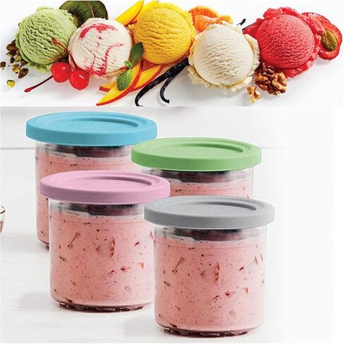 GHQYP Creami Deluxe Pints, for 16OZ Ninja Ice Cream Maker Pints, Ice Cream Pints with Lids Safe and Leak Proof Compatible with NC299AMZ,NC300s Series Ice Cream Makers QINGCUN in Saudi Arabia