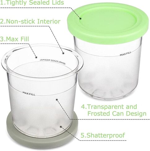 GHQYP Creami Deluxe Pints, for 16OZ Ninja Ice Cream Maker Pints, Ice Cream Pints with Lids Safe and Leak Proof Compatible with NC299AMZ,NC300s Series Ice Cream Makers QINGCUN in Saudi Arabia