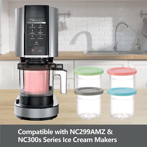 GHQYP Creami Deluxe Pints, for 16OZ Ninja Ice Cream Maker Pints, Ice Cream Pints with Lids Safe and Leak Proof Compatible with NC299AMZ,NC300s Series Ice Cream Makers QINGCUN in Saudi Arabia
