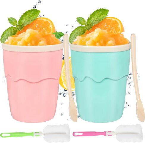 صانع أكواب سلوشي سريع المجمدة صانع أكواب سلاشي من السيليكون، كوب ضغط تبريد مع مغرفة، كوب ضغط صانع سلاشي سحري من روزن، تصميم مدمج مع قلب الفريزر يخلق مخفوق الحليب in Kuwait