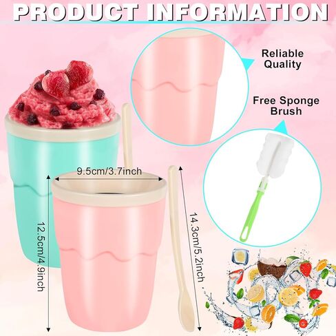 صانع أكواب سلوشي سريع المجمدة صانع أكواب سلاشي من السيليكون، كوب ضغط تبريد مع مغرفة، كوب ضغط صانع سلاشي سحري من روزن، تصميم مدمج مع قلب الفريزر يخلق مخفوق الحليب in Kuwait