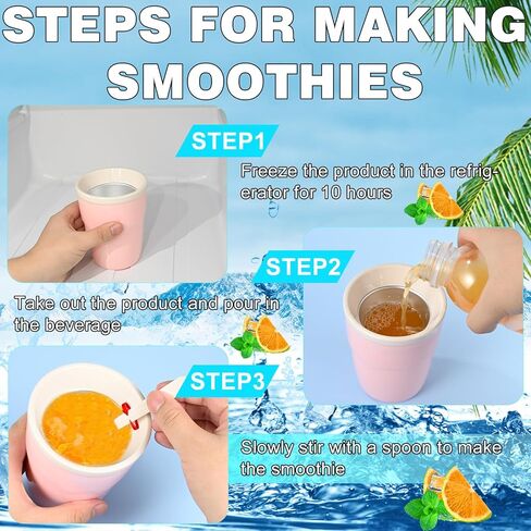 صانع أكواب سلوشي سريع المجمدة صانع أكواب سلاشي من السيليكون، كوب ضغط تبريد مع مغرفة، كوب ضغط صانع سلاشي سحري من روزن، تصميم مدمج مع قلب الفريزر يخلق مخفوق الحليب in Kuwait