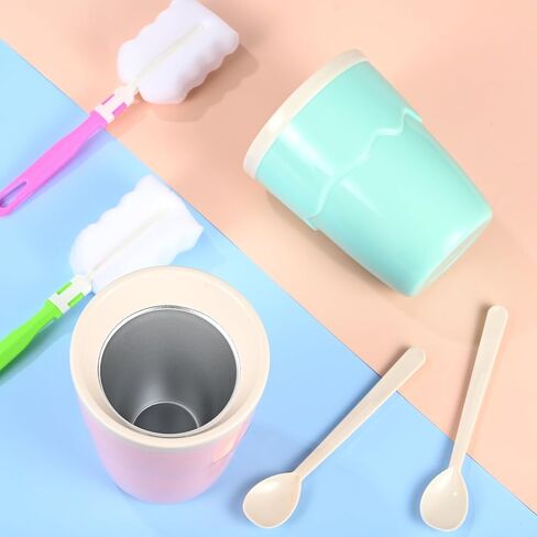 صانع أكواب سلوشي سريع المجمدة صانع أكواب سلاشي من السيليكون، كوب ضغط تبريد مع مغرفة، كوب ضغط صانع سلاشي سحري من روزن، تصميم مدمج مع قلب الفريزر يخلق مخفوق الحليب in Kuwait