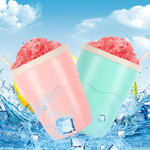 صانع أكواب سلوشي سريع المجمدة صانع أكواب سلاشي من السيليكون، كوب ضغط تبريد مع مغرفة، كوب ضغط صانع سلاشي سحري من روزن، تصميم مدمج مع قلب الفريزر يخلق مخفوق الحليب in Kuwait