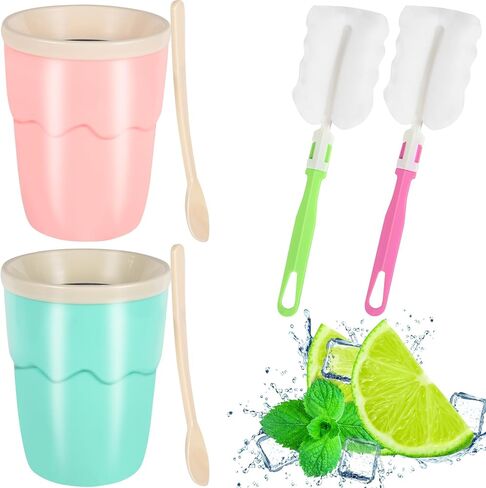 صانع أكواب سلوشي سريع المجمدة صانع أكواب سلاشي من السيليكون، كوب ضغط تبريد مع مغرفة، كوب ضغط صانع سلاشي سحري من روزن، تصميم مدمج مع قلب الفريزر يخلق مخفوق الحليب in Kuwait