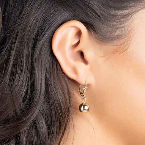 Barzel 18K Gold Plated Dangling Ball Drop Earrings, 8-12mm Sizes, Gold Plated, Tarnish Free, Made in Brazil in Saudi Arabia