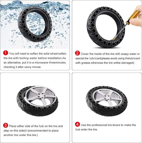 إطارات بديلة للسكوتر إطارات قرص العسل الصلبة الملونة لـ Xiaomi M365/Pro 8.5 بوصة إطار صلب سكوتر كهربائي عجلة أمامية/خلفية غير قابلة للانزلاق ومضادة للثقب ملحقات الإطارات (A-RED، عبوتان) in Kuwait