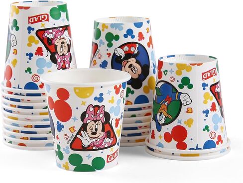 Glad for Kids Disney Mickey and Friends 3oz Mini Paper Bathroom Cups for Kids, Disney Paper Cups, Kids Bathroom Cups, Mouth Rinse Cups for Kids, 3oz Paper Cups 20 Ct in Kuwait