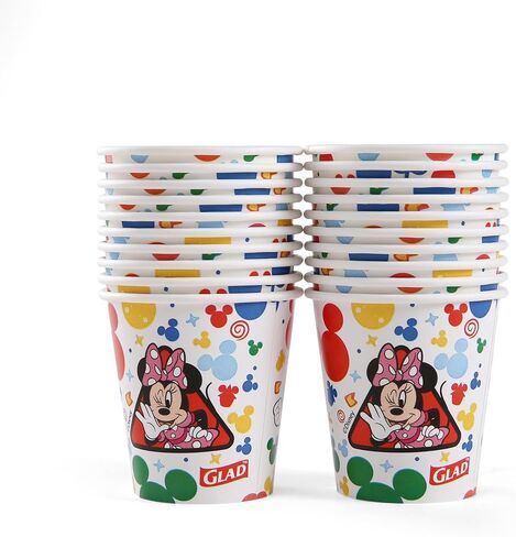 Glad for Kids Disney Mickey and Friends 3oz Mini Paper Bathroom Cups for Kids, Disney Paper Cups, Kids Bathroom Cups, Mouth Rinse Cups for Kids, 3oz Paper Cups 20 Ct in Kuwait
