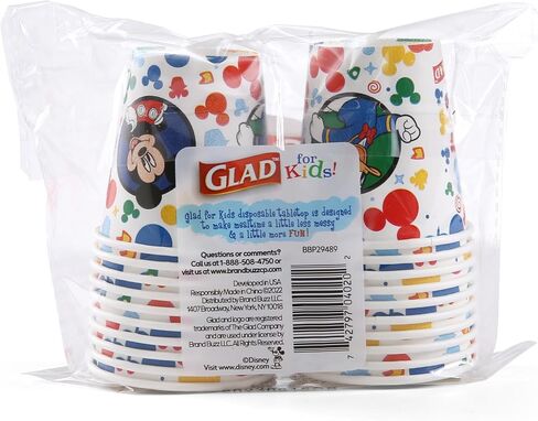 Glad for Kids Disney Mickey and Friends 3oz Mini Paper Bathroom Cups for Kids, Disney Paper Cups, Kids Bathroom Cups, Mouth Rinse Cups for Kids, 3oz Paper Cups 20 Ct in Kuwait
