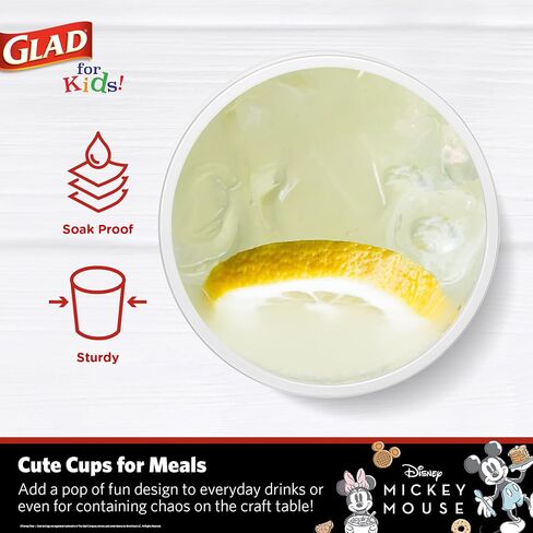 Glad for Kids Disney Mickey and Friends 3oz Mini Paper Bathroom Cups for Kids, Disney Paper Cups, Kids Bathroom Cups, Mouth Rinse Cups for Kids, 3oz Paper Cups 20 Ct in Kuwait