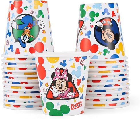 Glad for Kids Disney Mickey and Friends 3oz Mini Paper Bathroom Cups for Kids, Disney Paper Cups, Kids Bathroom Cups, Mouth Rinse Cups for Kids, 3oz Paper Cups 20 Ct in Kuwait