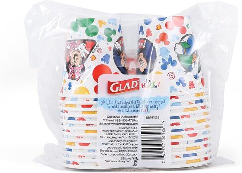 Glad for Kids Disney Mickey and Friends 3oz Mini Paper Bathroom Cups for Kids, Disney Paper Cups, Kids Bathroom Cups, Mouth Rinse Cups for Kids, 3oz Paper Cups 20 Ct in Kuwait