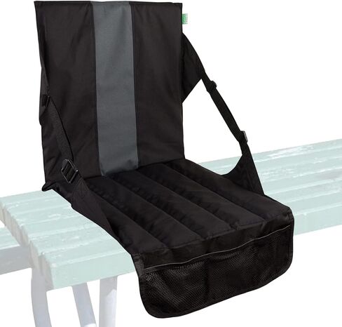 وسادة مقعد استاد كبيرة محمولة من فرس النهر، مقعد مبطن خفيف الوزن للحفلات الخارجية والأحداث الرياضية، مقاعد استاد مطوية مع جيب شبكي، وسادة مبيض مع مسند ظهر، أسود in Kuwait