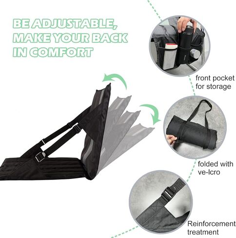 وسادة مقعد استاد كبيرة محمولة من فرس النهر، مقعد مبطن خفيف الوزن للحفلات الخارجية والأحداث الرياضية، مقاعد استاد مطوية مع جيب شبكي، وسادة مبيض مع مسند ظهر، أسود in Kuwait