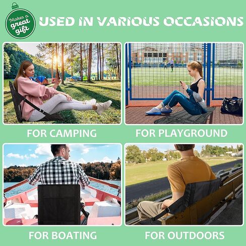 وسادة مقعد استاد كبيرة محمولة من فرس النهر، مقعد مبطن خفيف الوزن للحفلات الخارجية والأحداث الرياضية، مقاعد استاد مطوية مع جيب شبكي، وسادة مبيض مع مسند ظهر، أسود in Kuwait