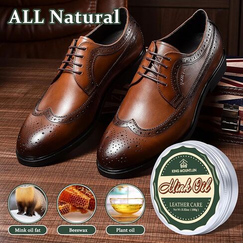 زيت المنك للأحذية الجلدية، العناية بالأحذية الجلدية ومنظفها، 3.52 أونصة، بلسم جلدي، طبيعي بالكامل، جلد مقاوم للماء، ناعم وملمع in Kuwait