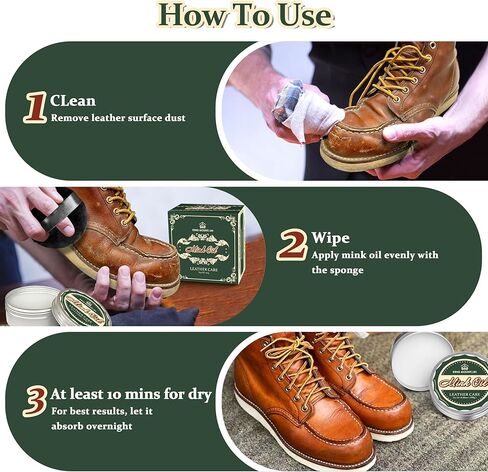 زيت المنك للأحذية الجلدية، العناية بالأحذية الجلدية ومنظفها، 3.52 أونصة، بلسم جلدي، طبيعي بالكامل، جلد مقاوم للماء، ناعم وملمع in Kuwait