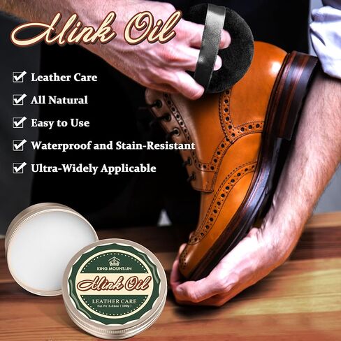 زيت المنك للأحذية الجلدية، العناية بالأحذية الجلدية ومنظفها، 3.52 أونصة، بلسم جلدي، طبيعي بالكامل، جلد مقاوم للماء، ناعم وملمع in Kuwait