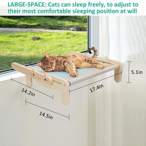 أرجوحة قطط من دريكرودا لنافذة نافذة القط، أرجوحة نافذة للقطط قابلة للتعديل للقطط بالداخل، سرير للقطط معلق، مقعد نافذة للقطط، رف للقطط للجدار، مستلزمات القطط للقطط الداخلية in Kuwait